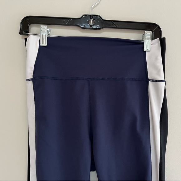 All Fenix High Rise 7/8 Leggings in Navy Blue with White and Black Stripes, L - Picture 3 of 8